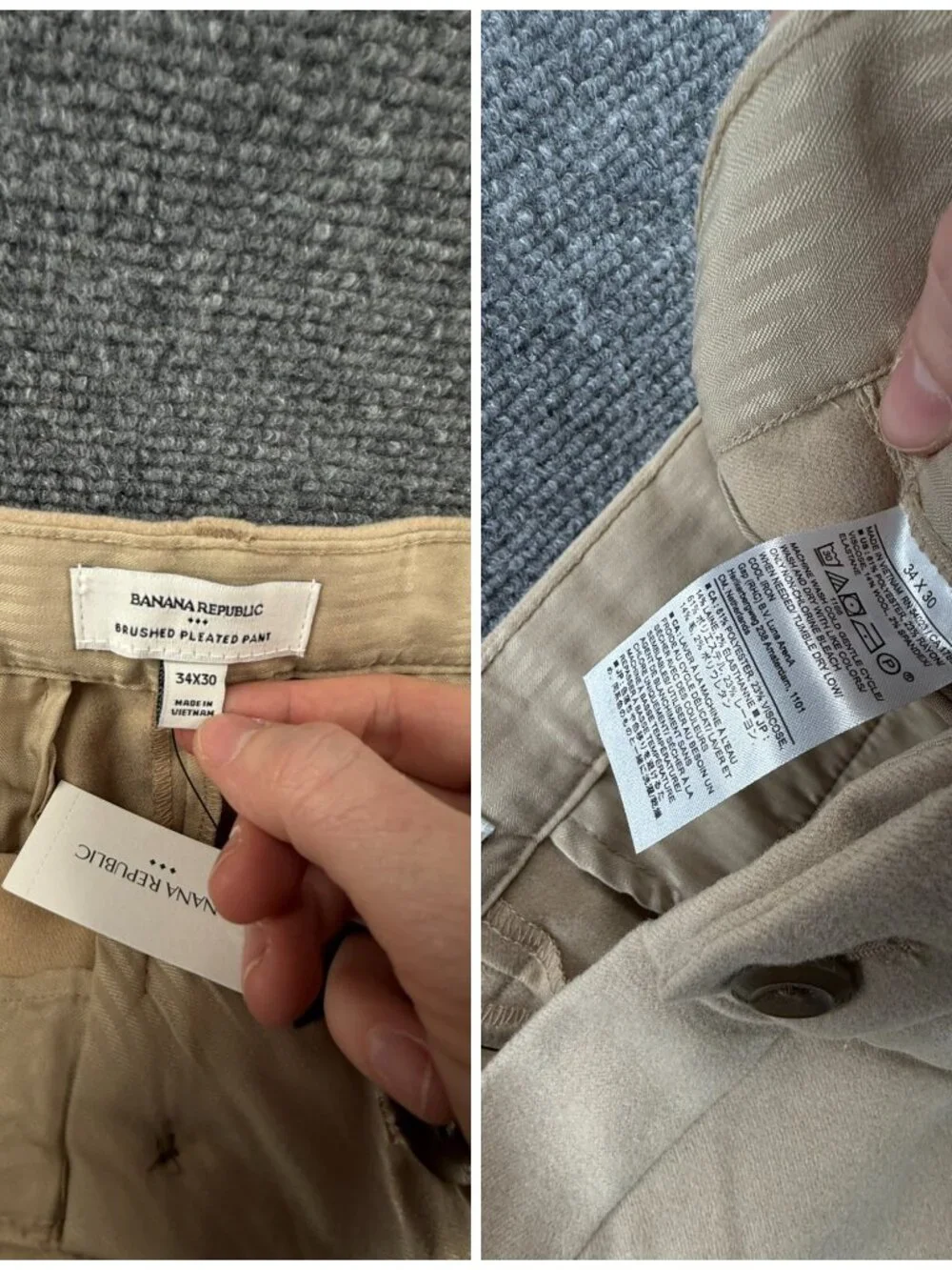 NWT Banana Republic Brushed Pleated Pant Men 34x30 Tapered Leg Relaxed Fit